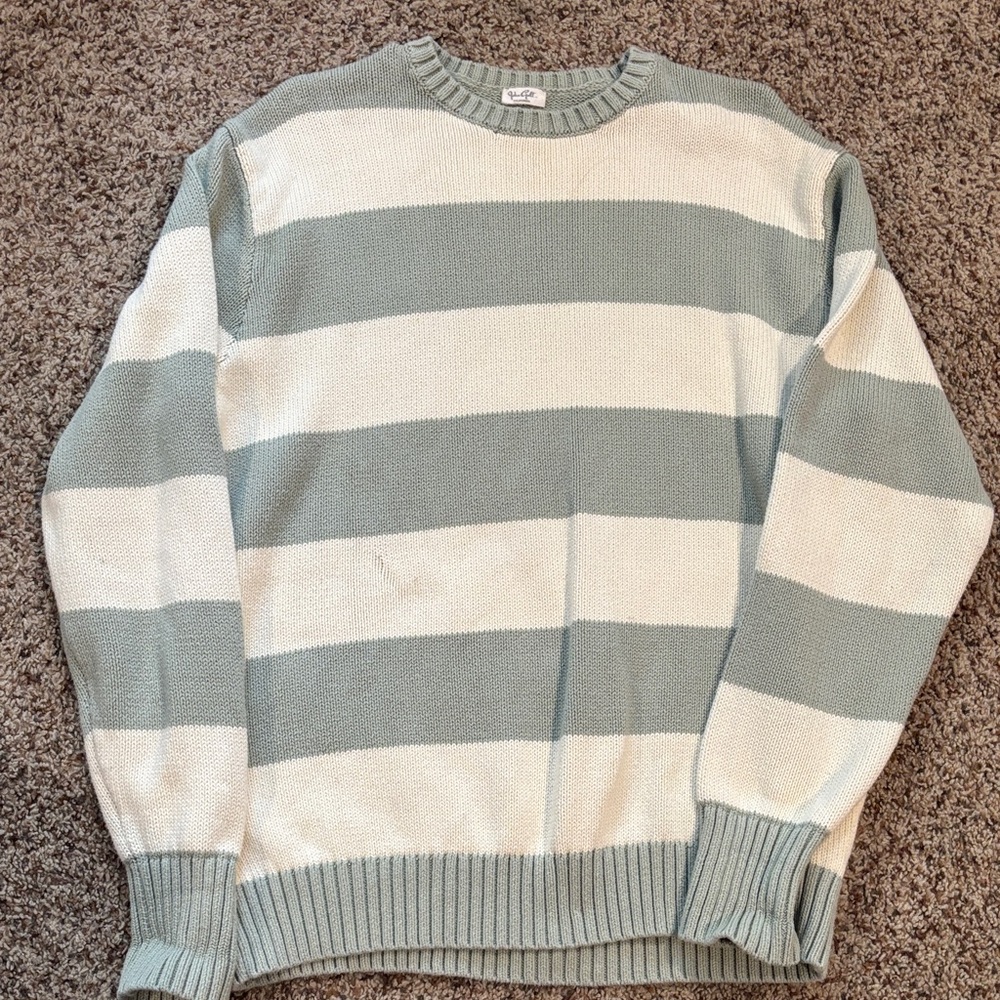 Brandy Melville Crewneck Sweater - Light Blue and White Stripes